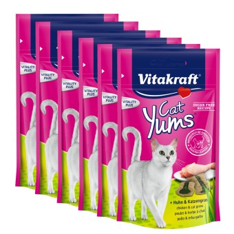 Vitakraft Katzensnack Cat Yums, Huhn & Katzengras - 9 x 40g 