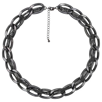 Steuer Modeschmuck Kette schwarze Metall Gliederkette 