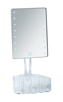 LED-Standspiegel mit Organizer Trenno, Leuchtspiegel 