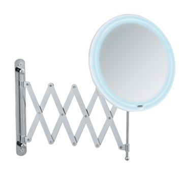 LED Teleskop-Wandspiegel Barona, Kosmetikspiegel, Leuchtspiegel 