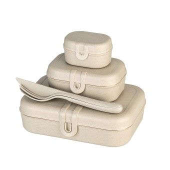 Koziol Lunchboxen 3er-Set mit Besteck PASCAL READY Sand