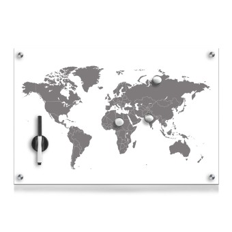 HTI-Living Memoboard Glas rechteckig Worldmap 