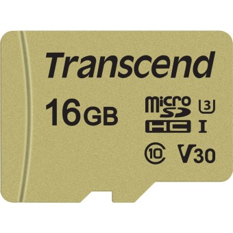 Transcend microSD Speicherkarte microSDHC 500S 16GB Class 10 UHS-I U3 V30 + Adapter 