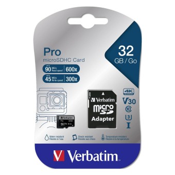 Verbatim microSD Speicherkarte microSDHC Pro 32GB Class 10 UHS-I incl Adapter 