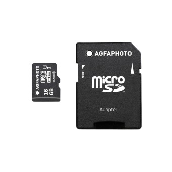 Agfa Photo microSD Speicherkarte MicroSDHC UHS-I 16GB High Speed Class 10 U1 + Adapter 