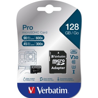 Verbatim microSD Speicherkarte microSDXC Pro 128GB Class 10 UHS-I incl Adapter 