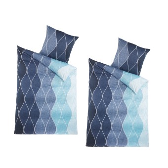 HTI-Living Mikrofaser Bettwäsche 2 Sets Blau Welle 