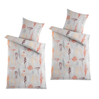 HTI-Living Mikrofaser Flausch Bettwäsche 2 Sets Grau/Orange 