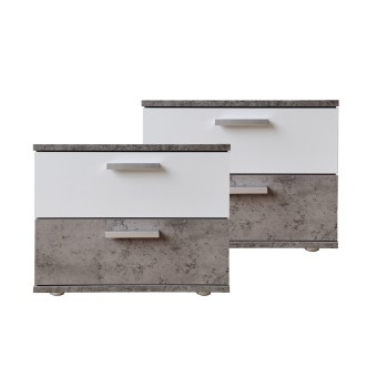 HTI-Living Nachtschrank 2er Set Beton Weiß Nina 