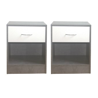 HTI-Living Nachtschrank 2er Set Thekla Beton/Weiß 