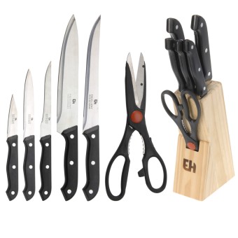Neuetischkultur Messer-Set 7-teilig im Holzblock 
