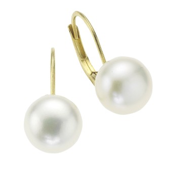 Ohrringe 585 Gold Perle weiß 8-8,5mm 
