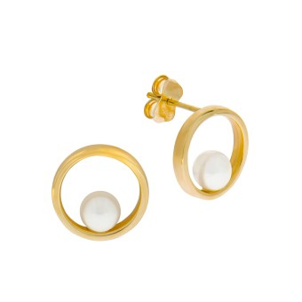 Ohrringe Gold 375 Perle weiß 4,5mm 