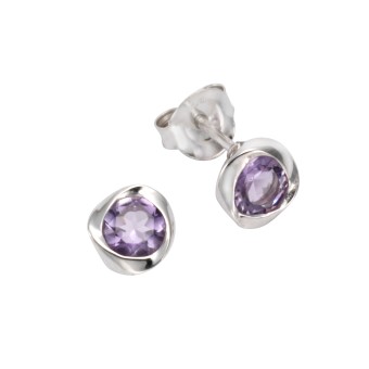 Ohrringe Silber 925 rhodiniert mit echtem Amethyst 