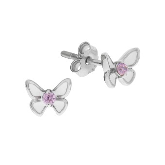 Ohrringe Silber 925 Schmetterling Zirkonia pink 