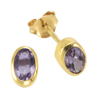 Ohrstecker 333/- Gelbgold mit Amethyst 