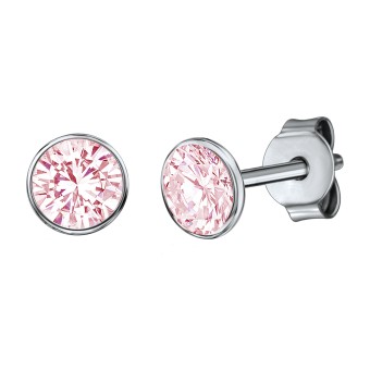 Ohrstecker 925 Silber rhodiniert CZ pink 