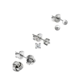 Ohrstecker 925 Silber rhodiniert Set 