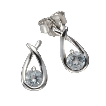 Ohrstecker 925/- Sterling Silber 2x Blautopas 