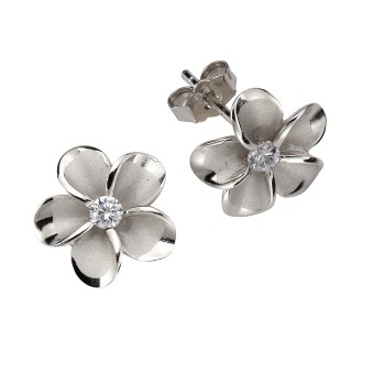 Ohrstecker 925 Sterling Silber Blume mit Zirkonia 