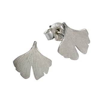 Ohrstecker 925/- Sterling Silber rhodiniert Ginkgo 