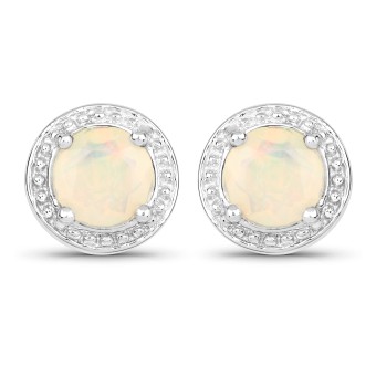 Vira Jewels Ohrstecker 925-Sterling Silber rhodiniert Glänzend  Opal weiß 