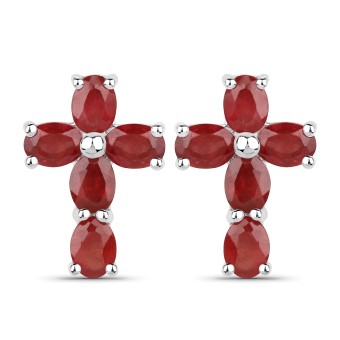 Vira Jewels Ohrstecker 925-Sterling Silber rhodiniert Glänzend  Rubin rot 