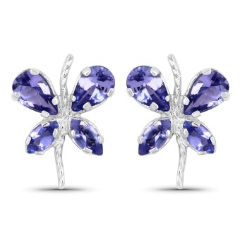 Vira Jewels Ohrstecker 925-Sterling Silber rhodiniert Glänzend  Tansanit violett 