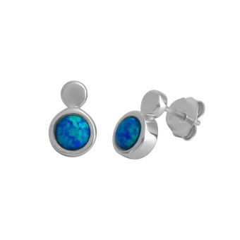 Ohrstecker 925/- Sterling Silber rhodiniert imit. Opal blau 