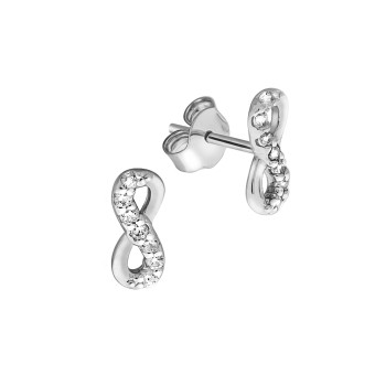 Ohrstecker 925/- Sterling Silber rhodiniert Infinity Zirkonia 