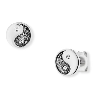 CAI Ohrstecker 925/- Sterling Silber Zirkonia Yin Yang 