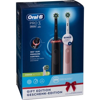 Oral B Zahnpflege PRO 3 3900 Duopack Black-Pink Edition JAS22 