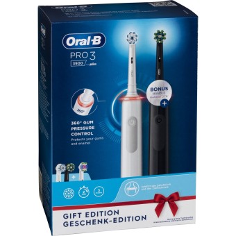 Oral B Zahnpflege PRO 3 3900 Duopack Black-White Edition JAS22 