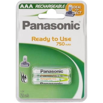 Panasonic 1x2 Panasonic Akku NiMH Micro AAA 750 mAh Ready to Use DECT 