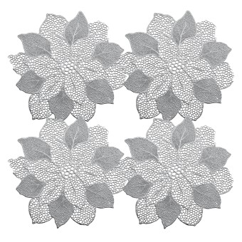 Neuetischkultur Platzset, 4 Stück Metallic Flower Silber