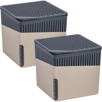 Wenko Raumentfeuchter Mod. Cube, Beige, 1000 g, 2er Set, für Räume bis ca. 80 m³ 