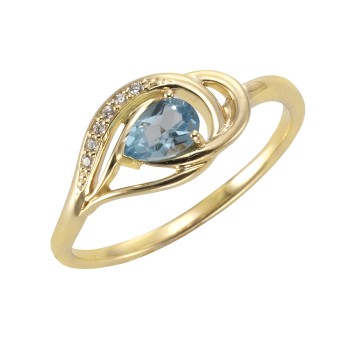 Ring 375/- Gelbgold mit Blautopas/Zirkonia 052 (16,6)