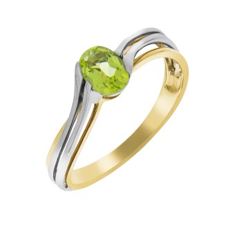 Ring 375/-Gelbgold/Weißgold mit Peridot 052 (16,6)