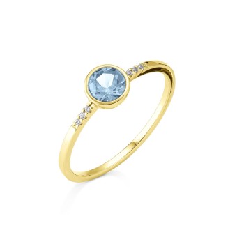 Orolino Ring 585/- Gelbgold Blautopas/Brillant 054 (17,2)