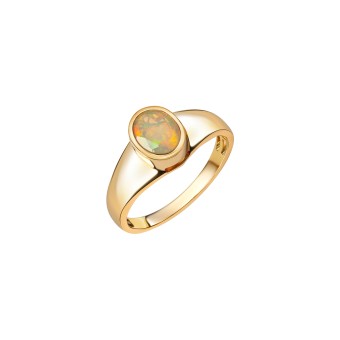 Ring 585/- Gelbgold glanz oval Opal 017 (53,5)