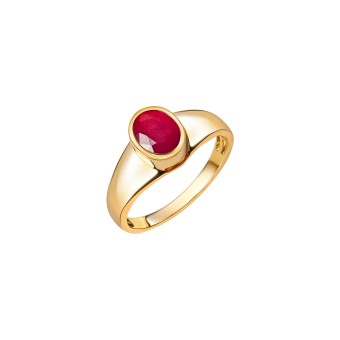 Ring 585/- Gelbgold glanz oval Rubin 017 (53,5)