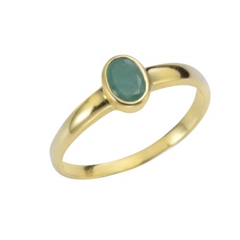 Ring 585/- Gelbgold glanz Smaragd 052 (16,6)