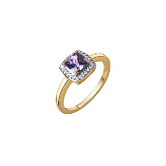 Ring 585 Gold mit echtem Tansanit und Brillant 0,109ct. 017 (53,5)