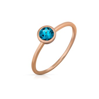 Orolino Ring 585 Gold Roségold Blautopas rund 052 (16,6)