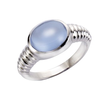 Jamelli Ring 925 Silber rhodiniert Quarz blau 052 (16,6)