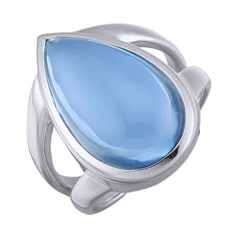 Jamelli Ring 925 Silber rhodiniert Quarz hellblau 052 (16,6)