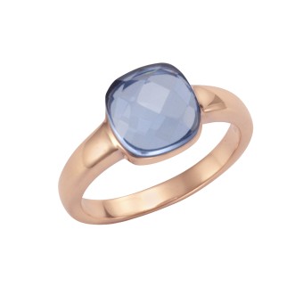 Jamelli Ring 925 Silber rosé vergoldet Quarz blau 052 (16,6)