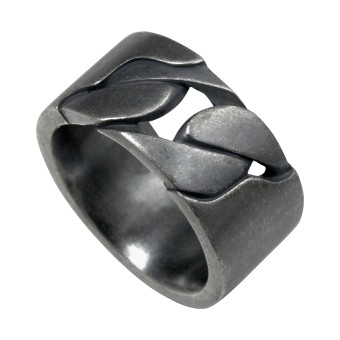 Ring 925/- Sterling Silber matt oxidiert schwarz 058 (18,5)