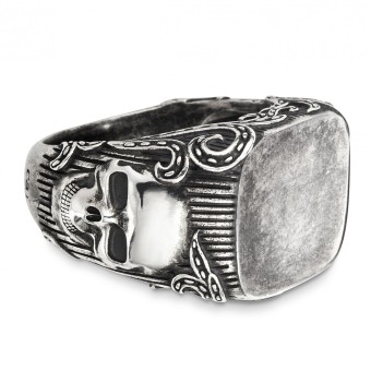 CAI Ring 925/- Sterling Silber matt-oxidiert Totenkopf 058 (18,5)