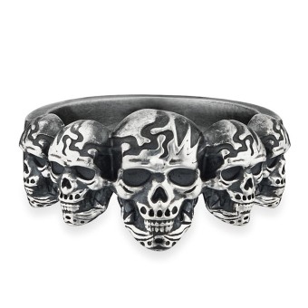 CAI Ring 925/- Sterling Silber matt oxidiert Totenkopf 058 (18,5)